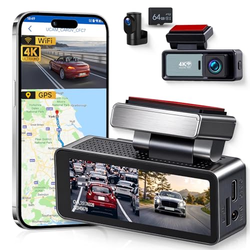 4K Dual Dash Cam Front and Rear for Cars